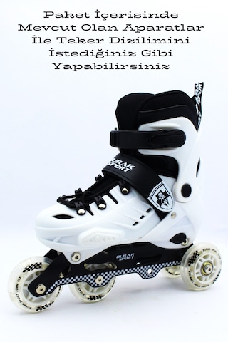 Profesyonel Işıklı Silikon Teker Ayarlanabilir Çocuk-yetişkin Pat Beyaz