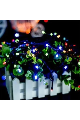 10m 100 Led Damla Uçlu Rgb Işık Siyah Kablo Çok Renkli