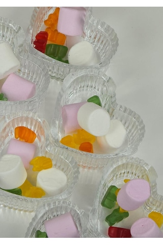 Suriyana Cam Magnolya Kasesi - Kalp Şekilli 6lı Cam Kase Seti - 130 Ml