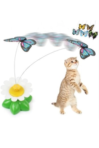 Hareketli Dönen Kelebek - Kedi Oyuncağı Pille Çalışır 50001