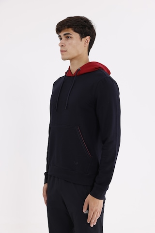 Rowinger Kanguru Cepli Ayarlanabilir Kordonlu Ribana Manşetli Rahat Kesim Kapüşonlu Sweatshirt Blue