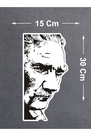 Mustafa Kemal Atatürk Sticker - Atatürk Silüet Sticker - Araba Oto Cam Motosiklet Karavan Sticker - 00018 30x15 Cm
