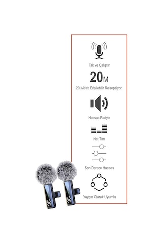 Torima H68 Type-c + Lightning + Aux 2li 3in1 Kablosuz Yaka Mikrofonu