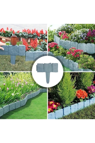 Büro Ev Ofis Yazlık Hobi Bahçesi İçin Taş Görünümlü Bahçe Çiti Açık Gri