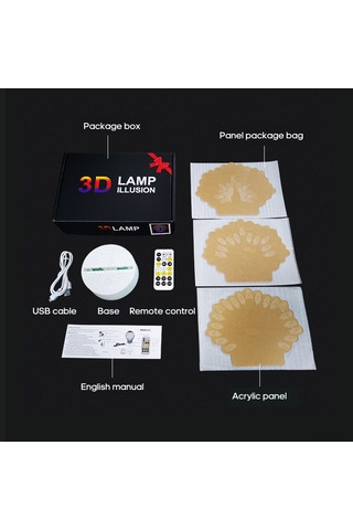 Yifomall 3d Dinamik Renkli Led Gece Lambası, Dokunmatik Ve Uzaktan Kumandalı, Usb/aa Pil Besleme, Abs Kırık Desenli, Yatak Odası Dekoratif Hediyelik Alet Lc-492 Beyaz