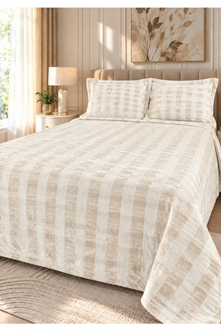 Kapreo Home Hennesey 3 Parça Comforter Yorgan Yatak Örtüsü Seti Çift Kişilik 240x260 Krem