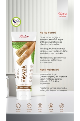 Balen Doğal Misvak Özlü Diş Macunu 100 Ml Beyazlatma