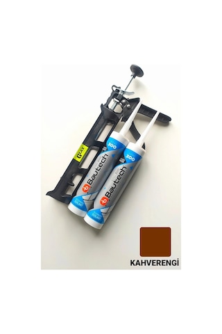 2 Adet Kahverengi Silikonize Mastik Çekomastik + Silikon Tabancas Kahverengi Kahverengi