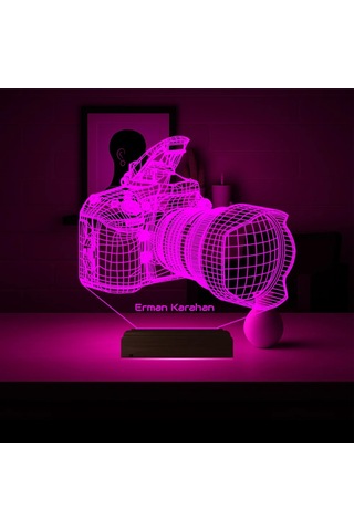 Luvivia Fotoğraf Makinesi Fotoğrafçı Hediye Kişiye Özel 3d Lamba - Masa Gece Lambası Şeffaf
