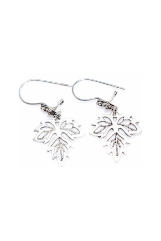 925 Ayar Gümüş Çınar Yaprağı Telkari Küpe