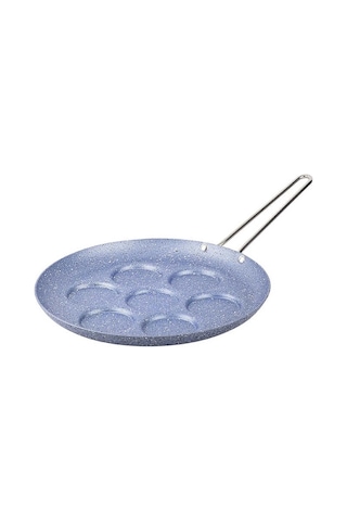 Gri Mavi Renk Granit Pankek Tavası 28cm -7 Bölmeli Çelik Kulp