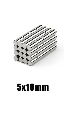Ø5x10 Mm Neodyum Silindirik Mıknatıs 10 Adet