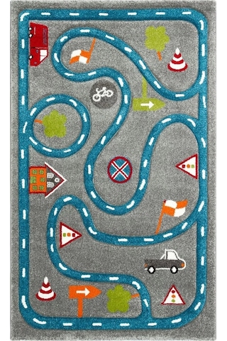 Eko Halı Kids Kds 19 Grey Blue Çocuk Halısı Gri-mavi Gri - Mavi