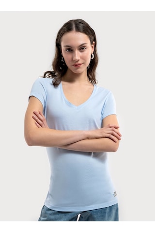 Regular Fit Kadın Tshirt K.kol Açık Mavi