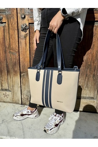 Kadın Orijinal Just Polo Yeni Sezon Büyük Boy 3 Bölmeli Lüks El Ve Omuz Çantası Shoulder Bag Ekru