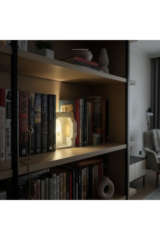 Antik Yunan Mağarası Tasarımlı Kitap Tutucu / Kitaplık Süsü