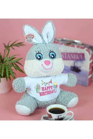 25 Cm Sevimli Peluş Tavşan Tişörtlü