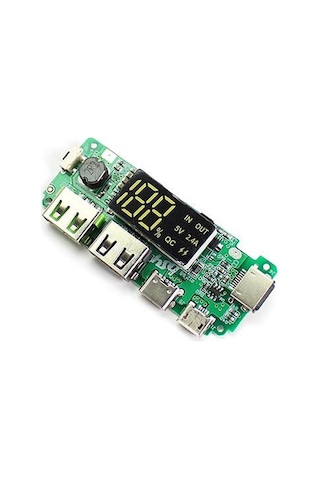 Powerbank Devresi Ekranlı 5v 2.4a Dual Usb Çıkış Type C Micro Usb Giriş Lityum Lion 18650 Pil Şarj