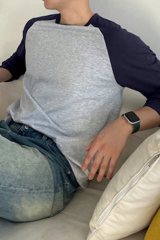 Tarz Cool Erkek Reglan Kol Uzun Kollu Basic Tişört Süprem %100 Cotton Bisiklet Yaka Rahat Kalıp Mavi