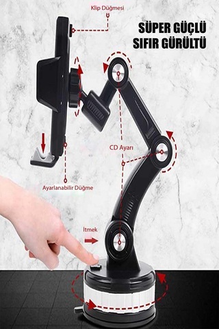 Araç Telefon Tutucu Universal 360 Derece Vantuzlu Çok Fonksiyonlu