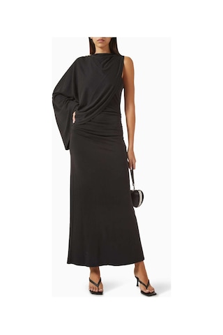 Acler Odder Midi Elbise - Jersey - %70 Viskoz, %30 Polyester - Çıkarılabilir Omuz Kolu Siyah