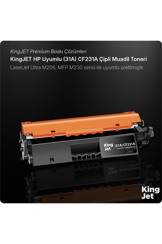 Kingjet Hp Uyumlu 31a Cf231a Standart Kapasiteli Çipli Uyumlu Toneri Laserjet Ultra M206