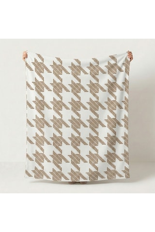 Prime Sleeks Geometrik Desenli Tv Battaniyesi 120x150 Cm Koltuk Şalı Diz Örtüsü - Bej Bej