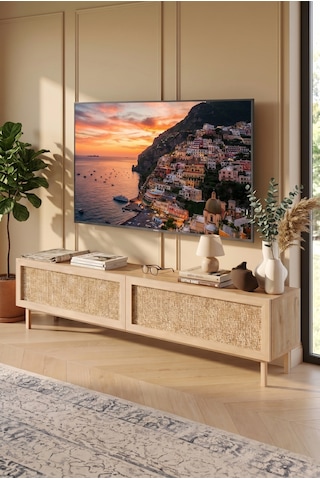 Future Tv Ünitesi Sehpası Ahşap Ayaklı Ahşap Jüt Kapaklı 180cm Sepet-jüt Fr8x-sj Kahverengi
