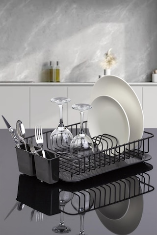 Okyanus Home Tek Katlı Modern Tabaklık - Bulaşıklık Siyah