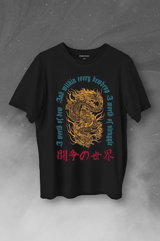 Dragon Japanese Urban Drake Ejder Japonca Uzak Doğu Baskılı Tişört Unisex T-shirt 001