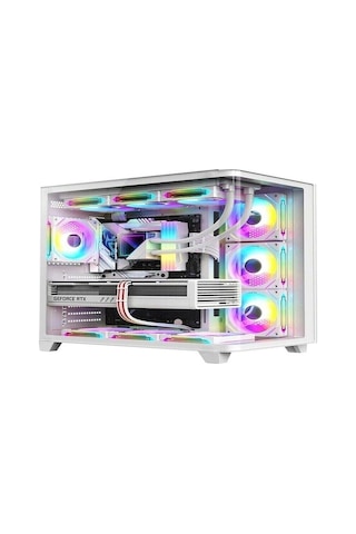 Ocean Curved Pro 750w 80+ Temperli Cam Atx Mid Tower Oyuncu Bilgisayar Kasası Beyaz