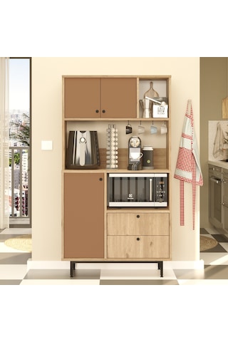 Lounge Kahve Köşesi Çok Amaçlı Dolap Mutfak Dolabı Sepet-kiremit