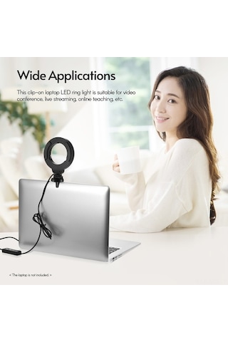 Pazly 4 Led Yüzük Işığı 3200k-6500k 11 Seviye Parlaklık Usb Beslemeli Soğuk Ayaklı Klemeli Montajlı Siyah Siyah