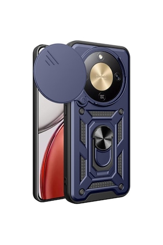Teleplus Honor Magic 8 Lite Kılıf Magnetik Standlı Kamera Korumalı Slide Sürgülü Cover Kapak