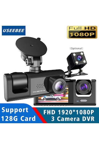 Ir Gece Görüşlü Döngü Kaydı Ve 2 1080p Ips Ekranlı 3 Kanallı Araç Kamerası 3 Kamera, Dvr Kaydedici, Video Kaydedici, Araç Dvr