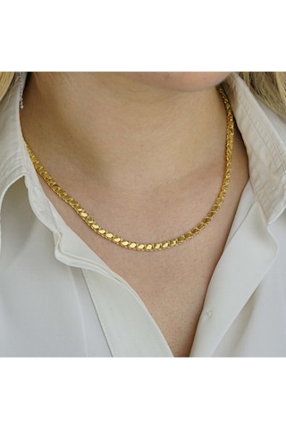 Modagümüşevi Altın Kaplama 4 Mm 925 Ayar Gümüş Pullu Zincir Kolye 59 Cm