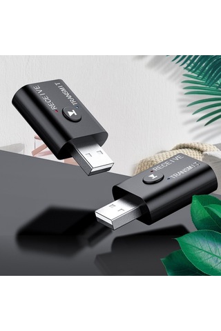 Gajeena Bt5.0 Bluetooth Verici Alıcı 2'li Set, Mikrofonlu, El İle Ulaşmadan Arama, Araba Ve Bilgisayar Uyumlu, Siyah