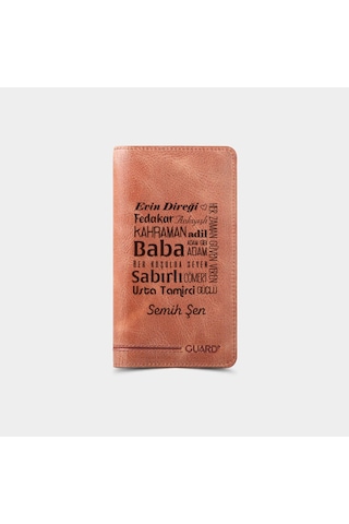 Guard Leather Babaya Hediye Telefon Girişli Antik Taba Deri Cüzdan