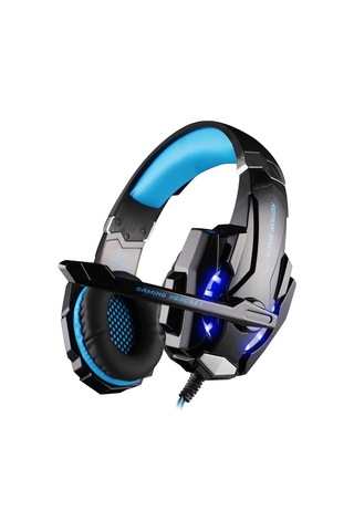 Youtek G9000 Oyun Kulaklığı 3.5mm + Usb, 40mm Sürücü, Gürültü Engelleme, Led Işık, Mikrofonlu - Siyah-mavi