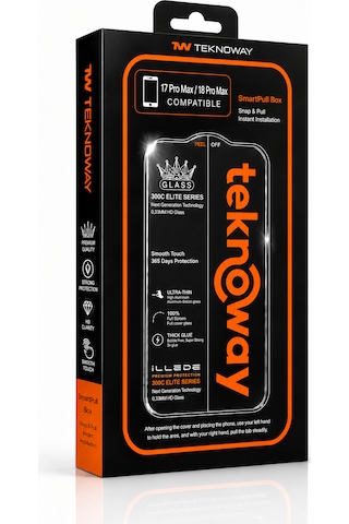 Teknoway İllede Apple Uyumlu iPhone 18 Pro Max / 17 Pro Max Ekran Koruyucu Tam Kaplama Şeffaf