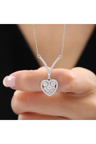 Mia Vento Pırlanta Montür Işıltılı Kalp Harmonisi Zarafet Mührü Gümüş Mini Set