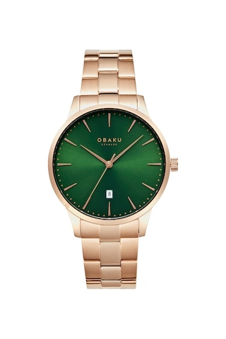 Obaku Denmark V247xdvesv Quartz Çelik Rose Yeşil Kadran 42 Mm Erkek Kol Saati Rose Gold