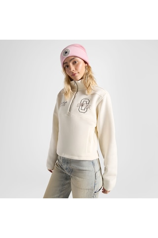 Converse Classic Kadın Yarım Fermuarlı Krem Sweatshirtdüz10027566