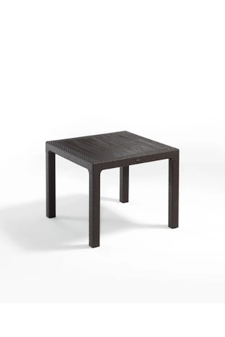 90x90cm Rattan 4 Kişilik Kare Masa Seti Kolsuz Sandalye Acı Kahve