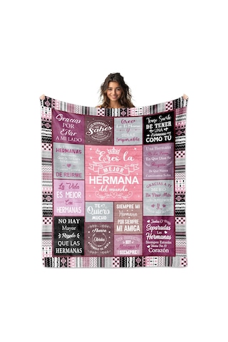 Reedark Hermana Harf Desenli Kalın Letto Kumaşı: Klima Odası Uyku Battaniyesi, Baba Anne Hediyesi, 130x150 Cm Çok Renkli