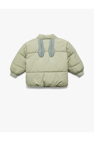 Koton Uzun Kollu Cepli Pamuk Astarlı Dik Yaka Şişme Mont Yeşil 6wmb20005tw Yeşil