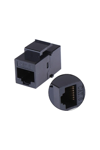 Ayt Powermaster Pm-25454 Rj45 Cat6 Dişi Dişi 8p-8c Ara Kaplin Coupler Adaptör Siyah İnternet Kablosu Birleştirici Ek