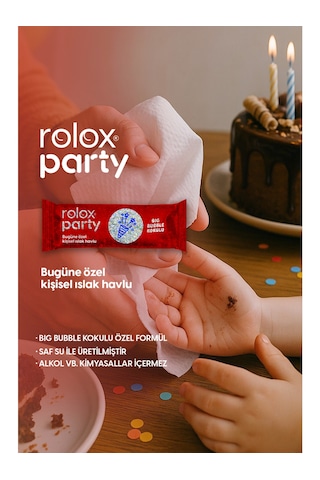 Rolox Party - 50 Paket - Özel Günler Ve Partiler Için Kişisel Islak Havlu