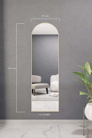 Dekoratif Ayna Mdf Oval Boy Ayna Duvar Aynası 165x45 Gold 166 X 50 Gold