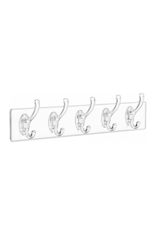 Baysa-136 5 Kollu Mika Kristal Şeffaf Askı 6.4x29.3 Cm - Yapışkanlı Montaj- 30'li Paket